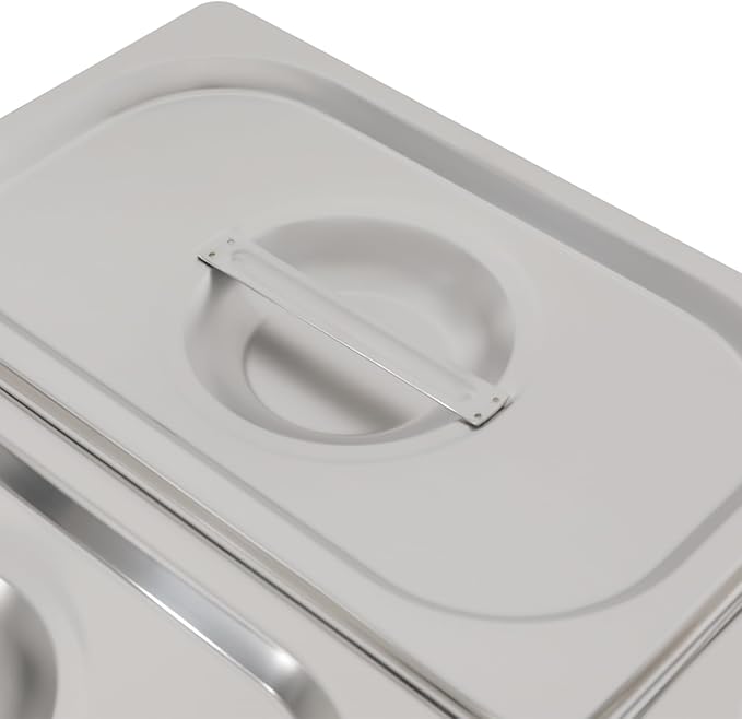 Four-Compartment Fruit Pan, with Acrylic Lids Water-Filtering 18 Pcs Serving Container Stainless Steel for Restaurants Food Trucks Cafes