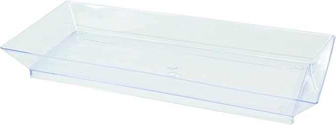 50ct Small 5" Clear Rectangle Mini Dessert Plastic Plates | Disposable Tiny Appetizer Serving Tray | Recyclable Clear Plastic Plates | Perfect for Mini Appetizer Plates for Parties, Weddings CMJJ