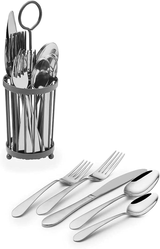 Salisbury Satin 20 Piece Flatware Set with Caddy, Service for 4