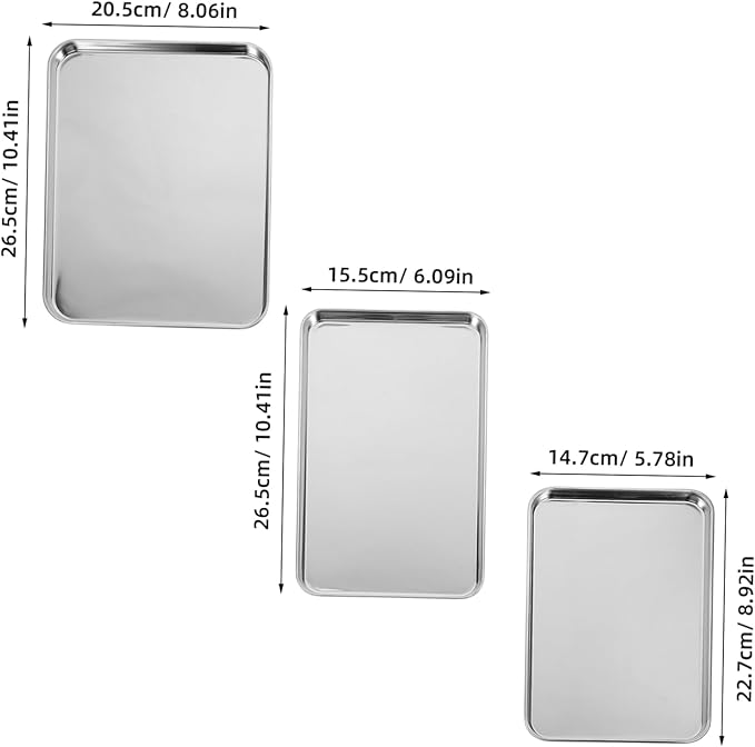 Garneck 3pcs Stainless Steel Serving Tray Lid Large Sizzling Platter Cookie Baking Pan Roasting Tray Catering Pans Seafood Platter