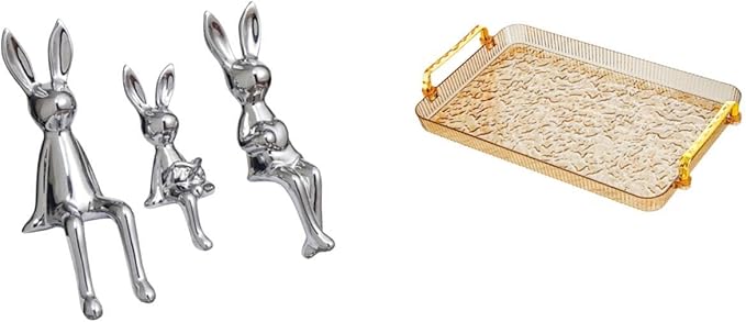 Fenteer Figurine Sculpture Sitting Statue Serving Tray Kitchen Rectangular Ceramic Handle Suitable for Gift Giving Home Decoration Office Party