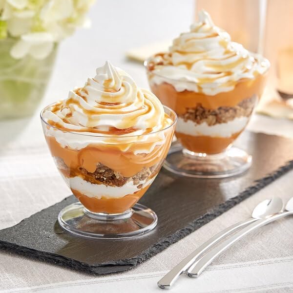 Clear Plastic Dessert Cup, 7 oz, 2.75 Inch Height, Round Bowl, BPA Free, 10 Pack