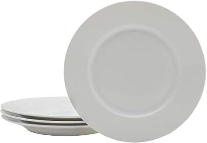Everyday White Classic Rim Set of 4 Salad Plates, 8.25 inch
