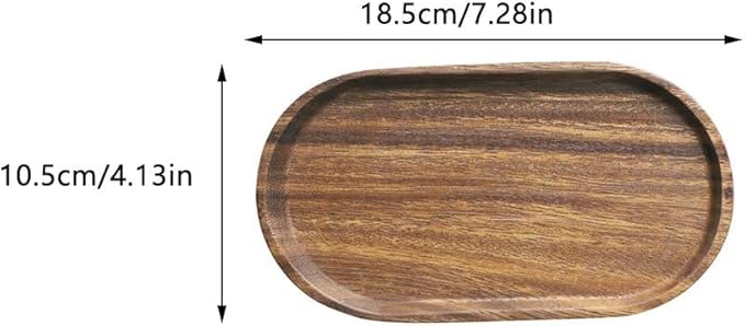 DOITOOL Wooden Serving Tray 7.87 X 4.64 Inch Oval Food Platter Decorative Snack Plate for Appetizers Coffee and Desserts Kitchen Dining Serving Dish
