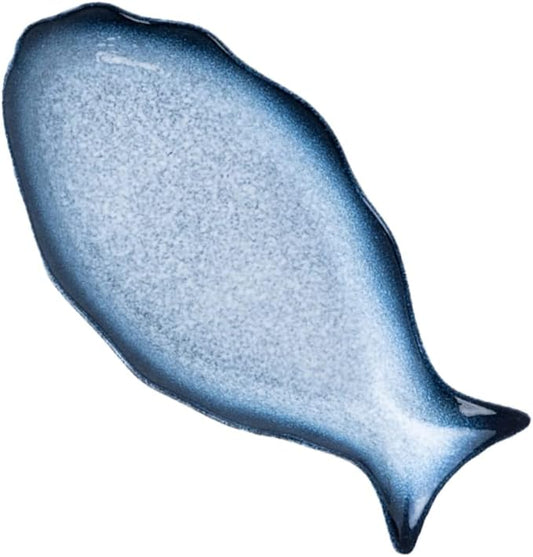 BESTOYARD Fish Shaped Ceramic Serving Tray 12 Inch Oval Plate for Fish Dishes Home Kitchen and Restaurant Use for Serving Appetizers and Snacks