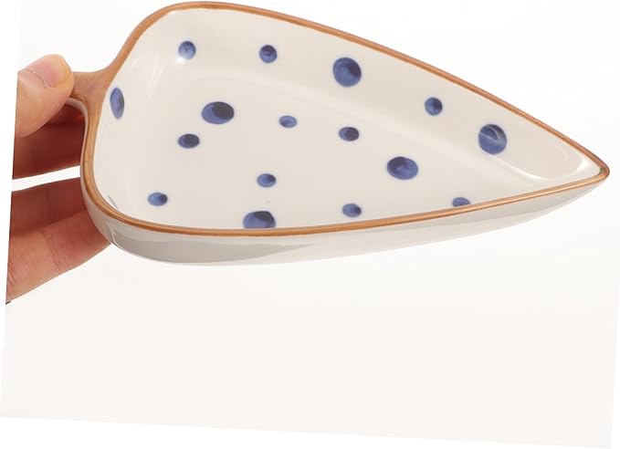 Veemoon Ceramic Snack Plate Hand-painted Leaf Design Dipping Plates for Sauces Appetizers Desserts Multi-use Food Tray for Home Restaurant Decorative Serving Dish