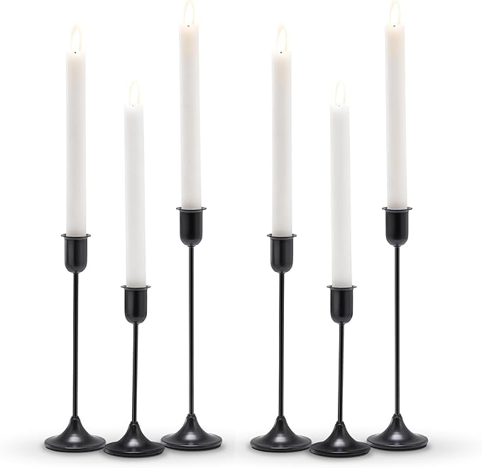 Candle Holder 6 PCS Candlestick Holders, Black Taper Candle Stick Holder, Modern Decorative Centerpiece, Christmas Decor, Gift for Home Fireplace Housewarming Candelabra Décor