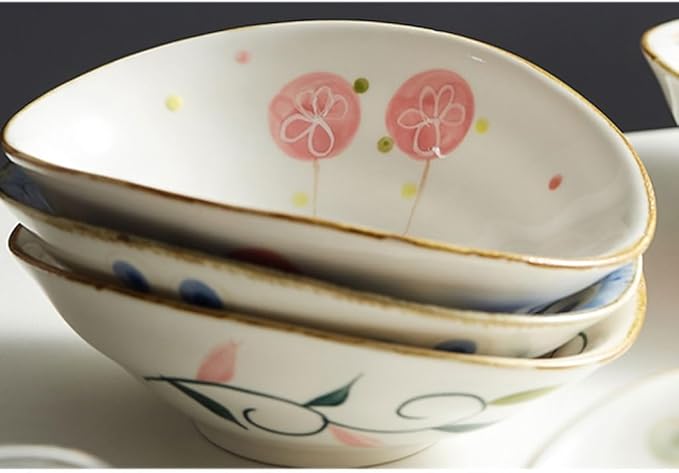 Dessert Plates Seasoning Dipping Side Dish Bowl Japanese Style Particularly Beautiful Salad Dessert Bowl Ceramic Restaurant Hotel Tableware Appetizer Plates Snack Tray(B)