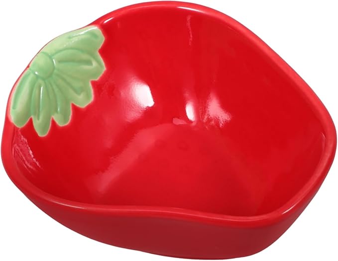 LIFKOME Ceramic Dipping Sauce Plate Multi-functional Appetizer Dish for Sauces Snacks and Seasonings Lightweight and Stylish Strawberry Bowl for Food Presentation
