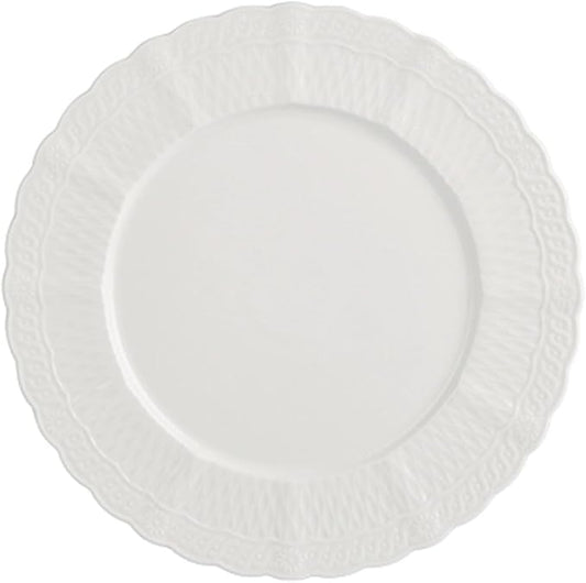 White Appetizer Plates, Sturdy Round Ceramic Flat Dish, Modern Decorative Dinnerware for Wedding Birthday Party, Microwave Dishwasher Safe(Size:25.2 * 25.2 * 0.8CM)