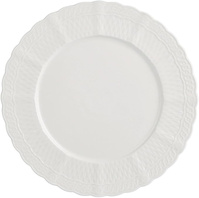 White Appetizer Plates, Sturdy Round Ceramic Flat Dish, Modern Decorative Dinnerware for Wedding Birthday Party, Microwave Dishwasher Safe(Size:20.2 * 20.2 * 0.6CM)