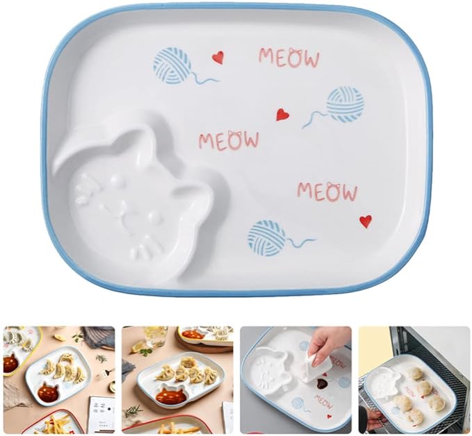 Hemoton 1pc Ceramic Dumpling Plate Sauce Compartment Multi-purpose Food Serving Plate for Appetizers Snacks and Desserts Lightweight Easy to Clean for Home and Restaurant Use