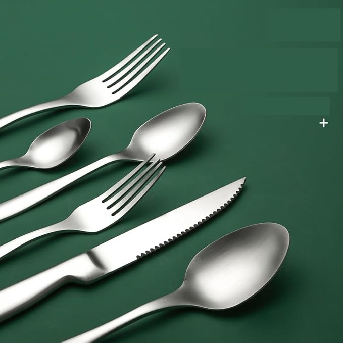 Stainless Steel Flatware serving set,Home Kitchen Eating Tableware Set,Dishwasher Safe,For Home Kitchen Restaurant Hote 5/20/30/40/50/60pcs Stainless Steel Knife, Fork And Spoon Hotel Household Tablew