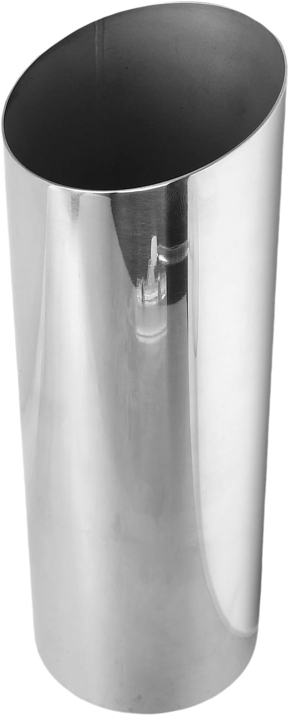 LIANGLIDE Silver Stainless Steel Cylinder Vase, Modern Flower Vase for Desktop Ornament, Easy to Clean and Maintain, Slant Opening Design, Suitable for Fresh Flowers