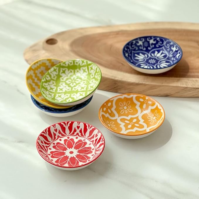 10Pcs Ceramic Seasoning Dishes Set - Bohemian Style Sauce Plates for Home, Kitchen, Restaurant, Sushi Bar, Party & Outdoor Use