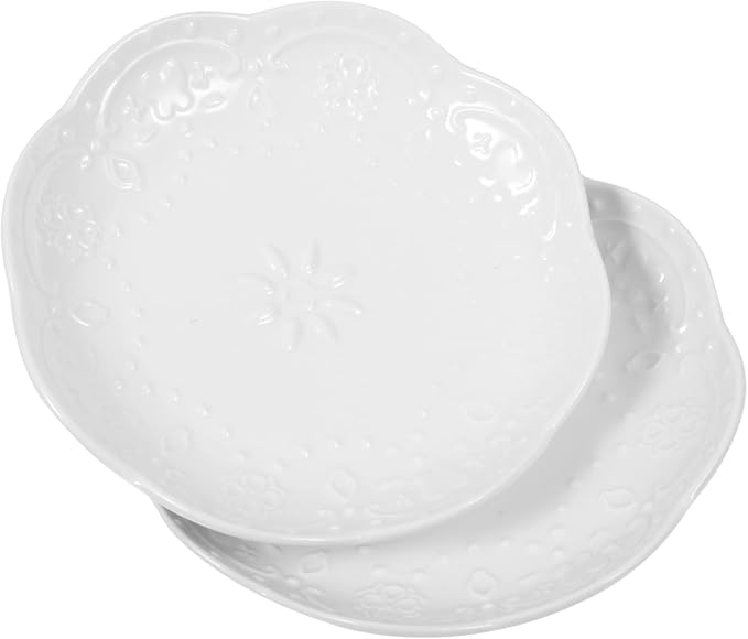 2pcs Ceramic Sauce Dish Multipurpose Appetizer Plates for Snacks Dips and Seasoning Elegant Floral Design for Home Party and Restaurant Use