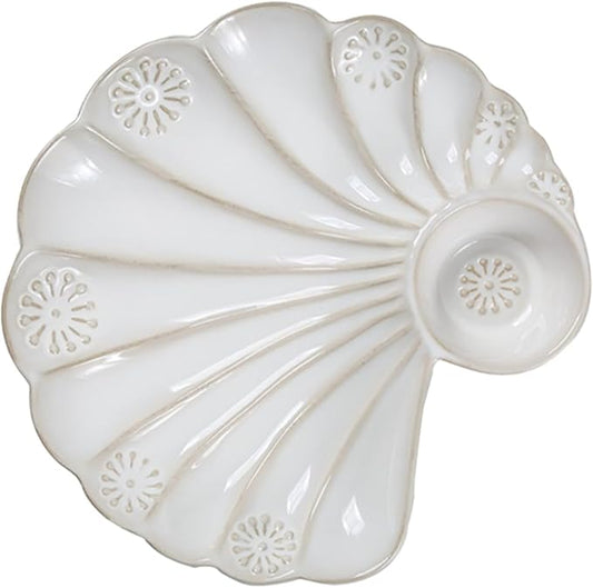 GLEAVI Unique Shell Shape Plate Ceramic Food Serving Dish for Daily Use Kitchen Tableware Decor