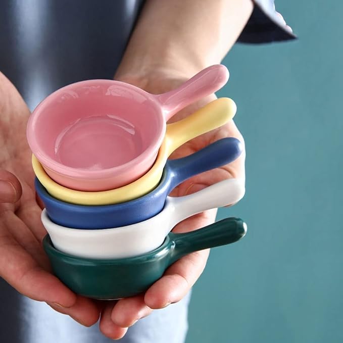 snack plate Soy Sauce Dish Small Bowls Dipping Condiment Server Mini Dipping Soy Sauce Dishes Ceramic Sushi Snack Appetizer Plates Set with Handle snack tray