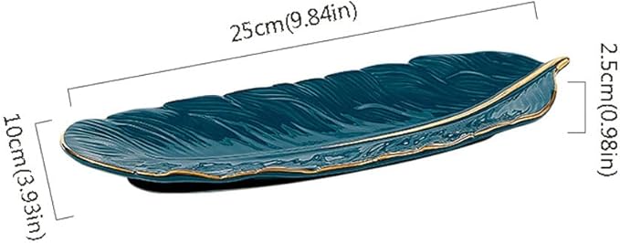 Modern Large Dinner Plates Ceramic Dining Plate Feather Shape Suitable for Serving Meat Steak Appetizer Fish 10 Inches Stackable Dinner Plates