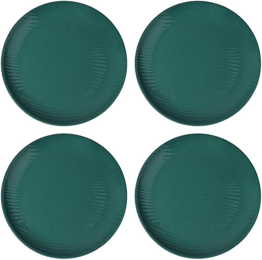 temp-tations by Tara Woodland Emerald Green Plates, Set of 4-8" Small Green Ceramic Plates for Salad, Microwavable, Dishwasher-Safe, Stoneware Dinnerware Sets, Premium Kitchen and Dining Dishes