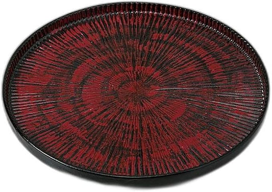 Black Yuzu Red Brush Brush 6.0 Plates, 7.4 x 7.4 x 0.6 inches (18.8 x 18.8 x 1.5 cm) | Appetizer Plate, Setomonohonpo