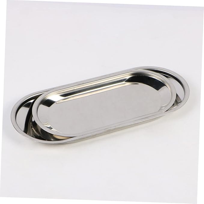 6-pc Silver Stainless Steel Food Serving Trays Lid Decorative Party Trays for Wedding Birthday Christmas