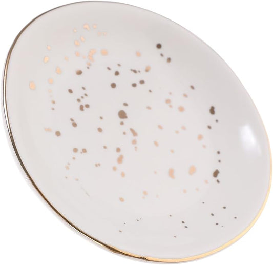 GLEAVI Ceramic Food Serving Plate White Speckled Irregular Nordic Style Dessert Dish Meat Tray Household Appetizer Plate for Dining and Entertaining