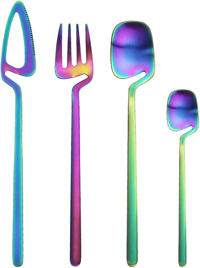 18/10 Stain Flatware Serving Set Silverware Set 304 Stainless Steel Flatware Cutlery Set| 16-Piece Adaline Royal Modern Matte Finish|Christmas Birthday Wedding Gift (4 colors)