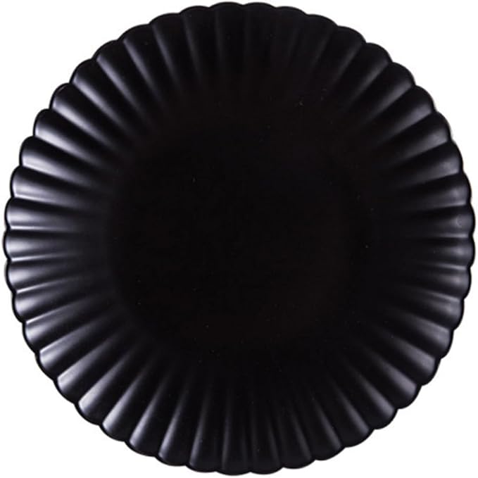 ABOOFAN Chrysanthemum Ceramics Plate Elegant Black Snack Dish for Serving Desserts Sushi and Fruits Matte Finish Dinnerware for Home and Kitchen Use