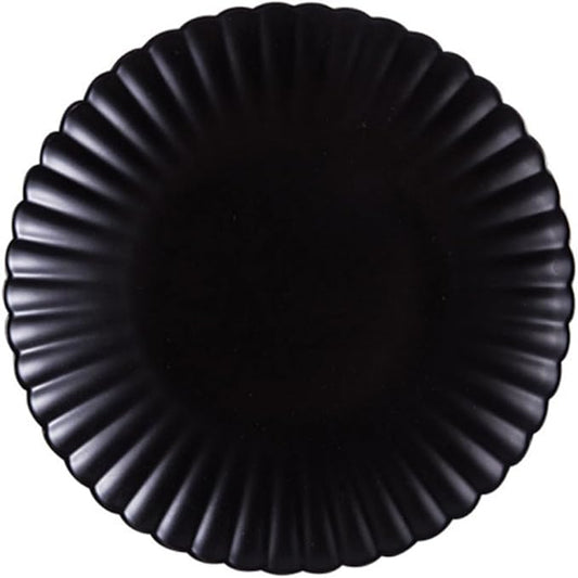 ABOOFAN Chrysanthemum Ceramics Plate Elegant Black Snack Dish for Serving Desserts Sushi and Fruits Matte Finish Dinnerware for Home and Kitchen Use
