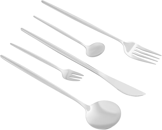 90 Pcs Cutlery Set, 410 Stainless Steel Kitchen Cutlery Set, Flatware Service Set for 18, Include Dinner Forks, Salad Forks, Dinner Spoons, Teaspoons, and Knives, Dishwasher Safe
