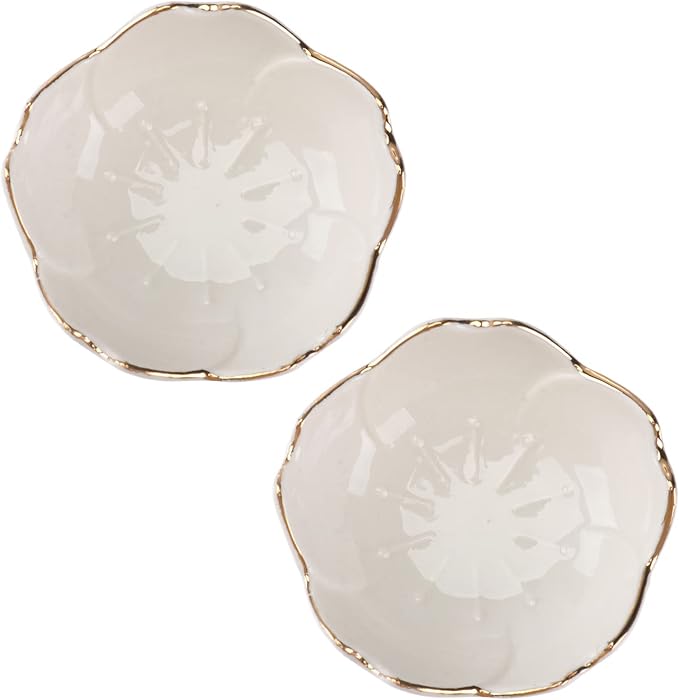 bowls,salad bowls,soup bowls, 2pcs Sauce Dishes Ceramic Seasoning Dipping Bowl Flower Shape Sushi Soy Dipping Bowl Appetizer Plates Serving Dish for Kitchen Home (Blue) Sushi Plates (Color : White,