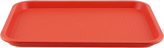 ZOENHOU 6 Pack 16 x 12 Inch Plastic Fast Food Tray,Rectangular Plastic Cafeteria Trays Serving Trays for Serving Food, Orange
