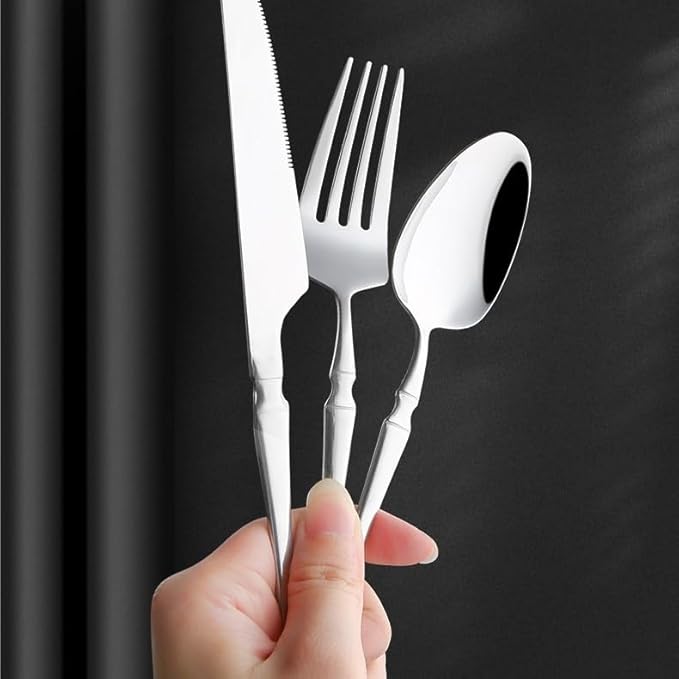Stainless Steel Flatware Serving Set,Home Kitchen Eating Tableware Set,Dishwasher Safe,for Home Kitchen Restaurant Hote 4/16/24/32/40/48 Pieces Stainless Steel Knife, Fork and Spoon Steak Knife, Fork