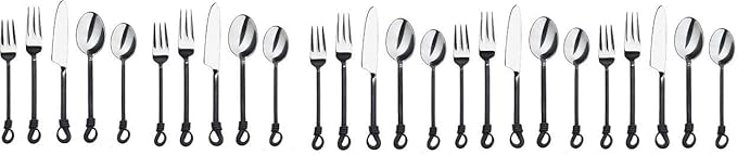 Twist and Shout Stainless Steel Flatware Set Service for Persion Modern Silverware Utensils Set Kitchen Restaurant, Wedding, Party Dinnerware Accessories (5 Set)