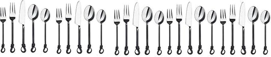 Twist and Shout Stainless Steel Flatware Set Service for Persion Modern Silverware Utensils Set Kitchen Restaurant, Wedding, Party Dinnerware Accessories (5 Set)