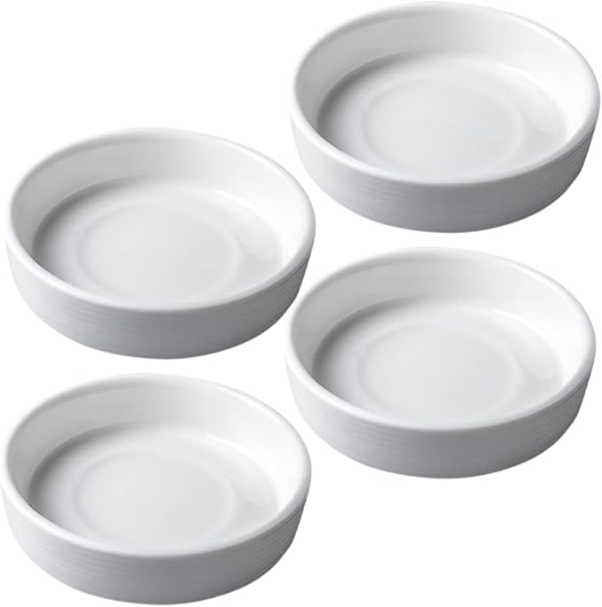 PRETYZOOM 4pcs Ceramic Dipping Sauce Bowls Multi-use Seasoning Plates for Appetizers Condiments Deep Design for Home Restaurant and Celebrations