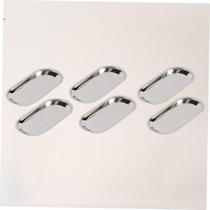 6pcs Stainless Steel Snack Tray Elegant Silver Dessert Plates for Banquets Parties and Restaurants for Serving Cakes Cookies Fruits and Snacks