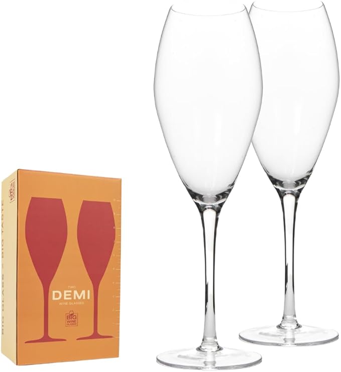 Demi Giant Wine Glass - Premium Crystal Wine Glasses Set of 2 - Fits Entire 750 ml Bottle