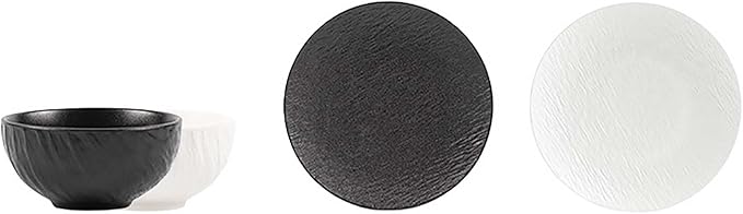 Elegant Black and White Minimalist Matte Ceramic Dinnerware Set, Includes Plates, Bowls, Perfect for Home Dining, Modern Tableware for Everyday Use or Gifting, Ideal for Housewarming
