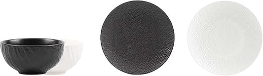 Elegant Black and White Minimalist Matte Ceramic Dinnerware Set, Includes Plates, Bowls, Perfect for Home Dining, Modern Tableware for Everyday Use or Gifting, Ideal for Housewarming