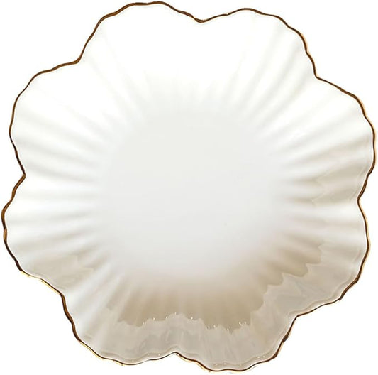 Homoyoyo Ceramic Food Serving Plate Set White Kitchen Storage Dish for Home Use for Appetizers and Dinner
