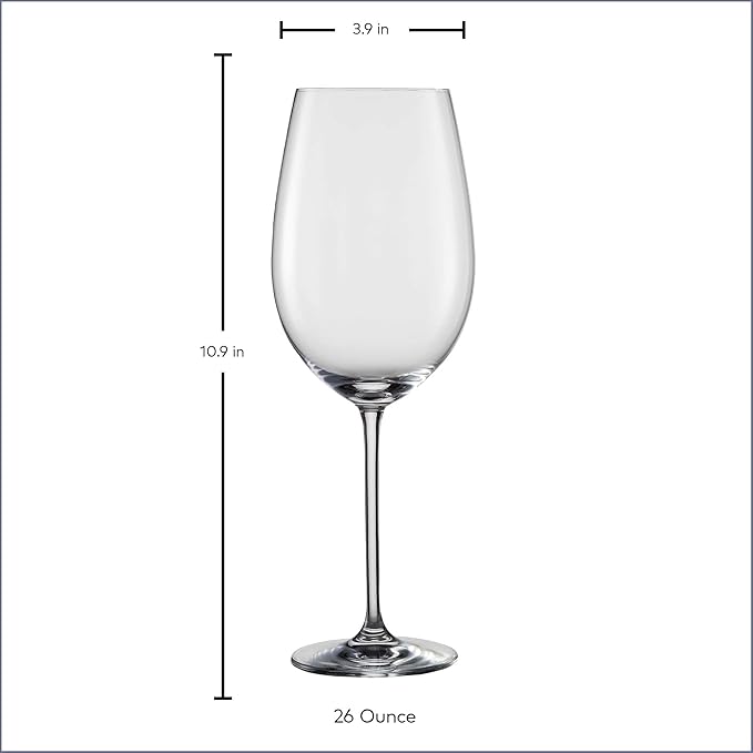 SCHOTT ZWIESEL Vinos Bordeaux Red Wine Glass (Set of 4), Bordeaux Glasses for Red Wine, Dishwasher-Safe Tritan Crystal Glasses, Made in Germany (26 Ounce)