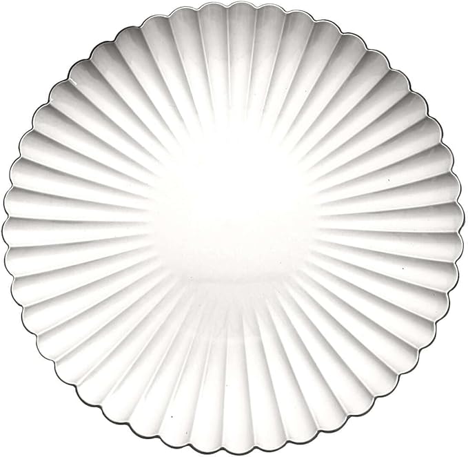Efavormart 6 Pack | 13" Silver Scalloped Shell Pattern Plastic Serving Plates, Round Disposable Charger Plates
