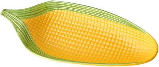 Cabilock Ceramic Corn Trays Handpainted Corn Cob Dinnerware for Bbq and Family Meals Unique Dipping Plate for Appetizers and Desserts Whimsical Serving Dish for Parties