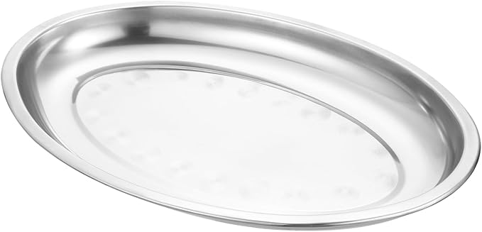 STOBAZA 1pc Stainless Steel Oval Serving Tray for Home and Restaurant Use Multi-function Pastry and Snack Dish Thickened Design for Desserts and Appetizers