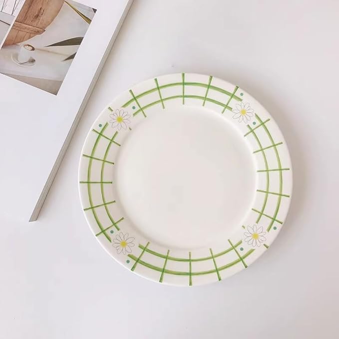Plates for Kitchen Small Fresh and Simple White Ceramic Dinner Plate Western Food Plate Fruit Plate Salad Plate Plate for Eating