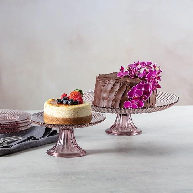 Fortessa Archie Serveware, Mini Cake and Cupcake Stand, 8.25", Pink