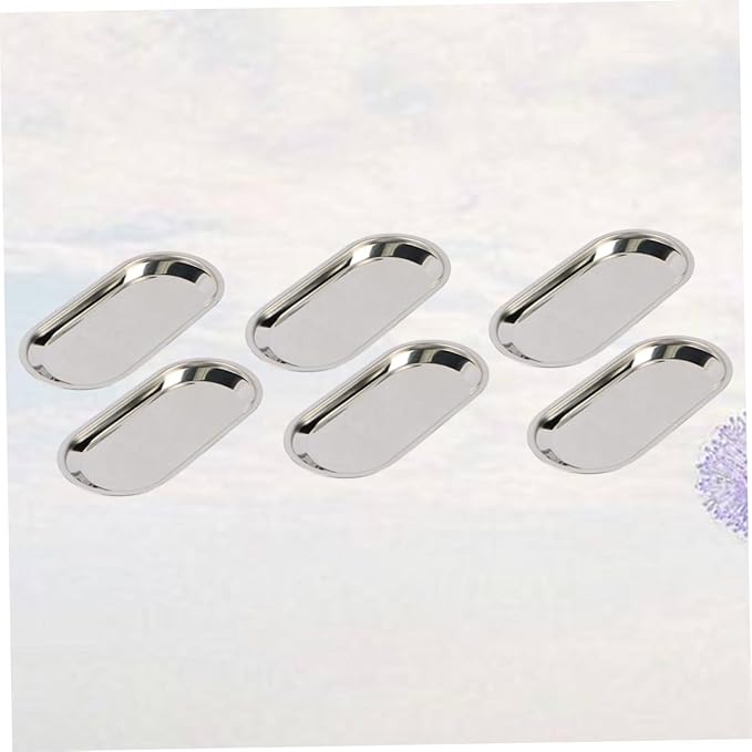 6-pc Silver Stainless Steel Food Serving Trays Lid Decorative Party Trays for Wedding Birthday Christmas