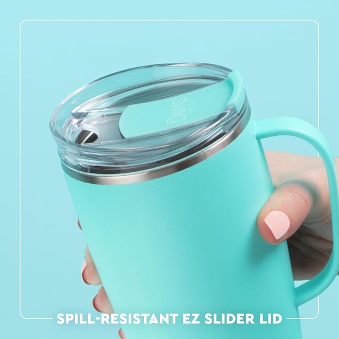 Swig Life 18oz Travel Mug, Insulated Tumbler with Handle and Lid, Cup Holder Friendly, Dishwasher Safe, Stainless Steel, Birthday Gifts for Women (Make a Wish)